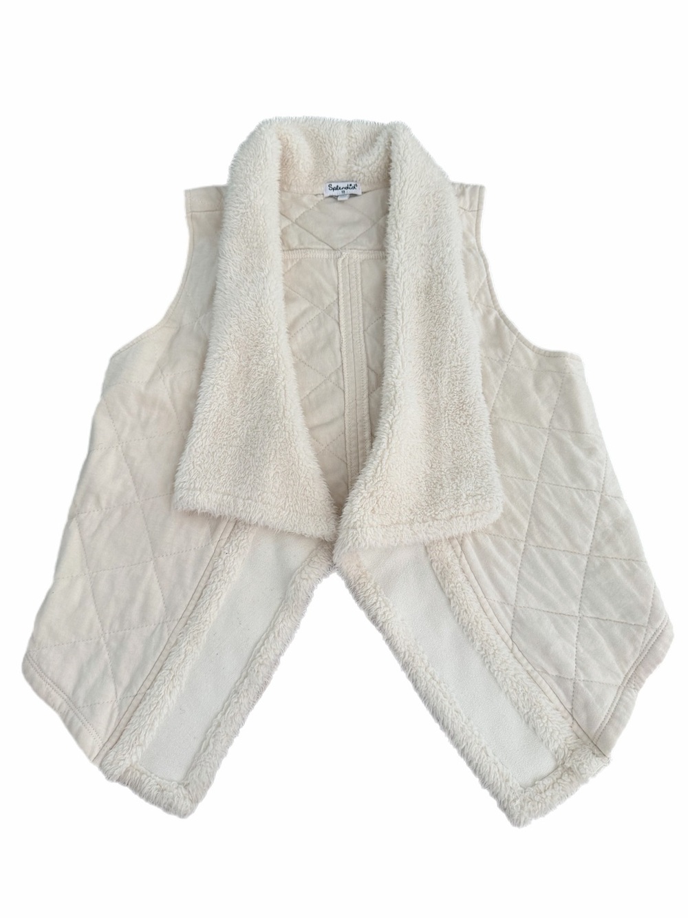 Splendid Kids Cream Quilted Sherpa Vest - Size 12
